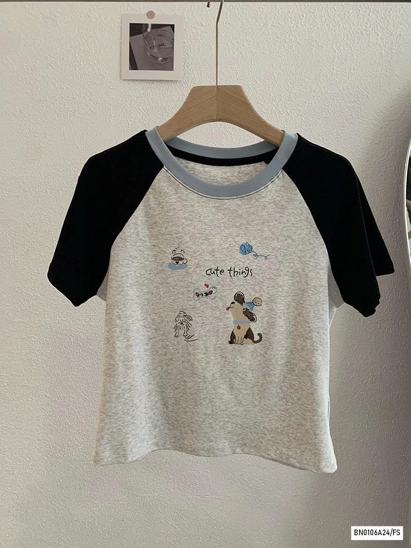 CROPTOP THÊU PHỐI MÀU TAY