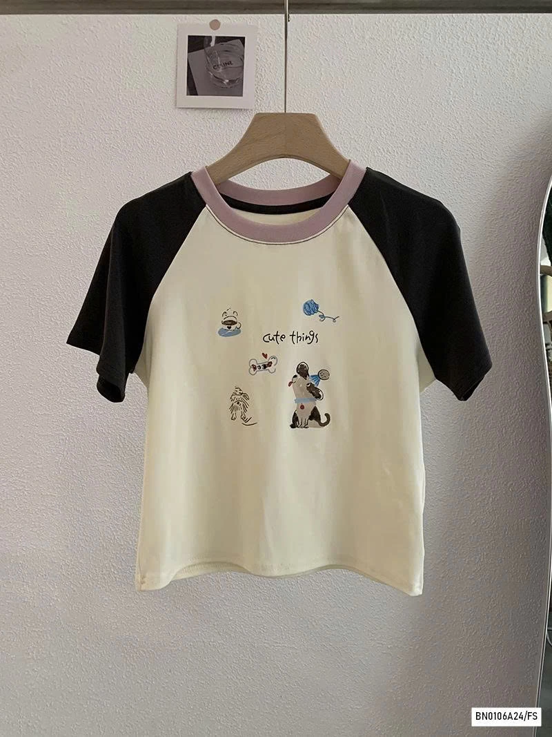 CROPTOP THÊU PHỐI MÀU TAY