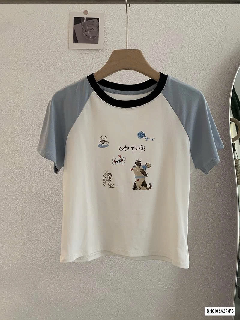 CROPTOP THÊU PHỐI MÀU TAY