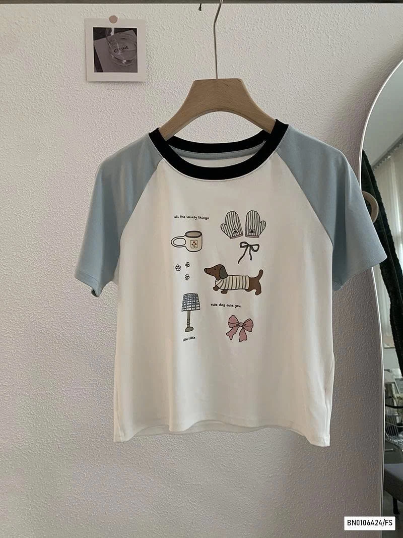 CROPTOP THÊU PHỐI MÀU TAY