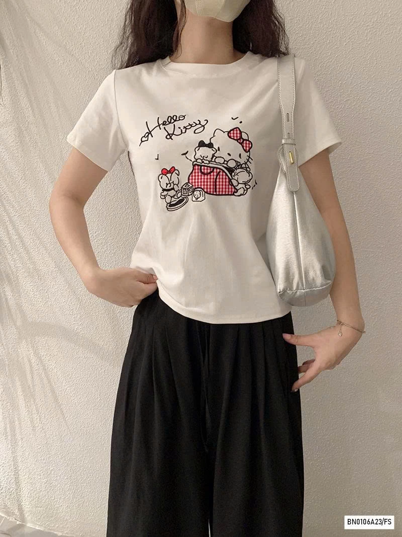 ÁO THUN THÊU KITTY