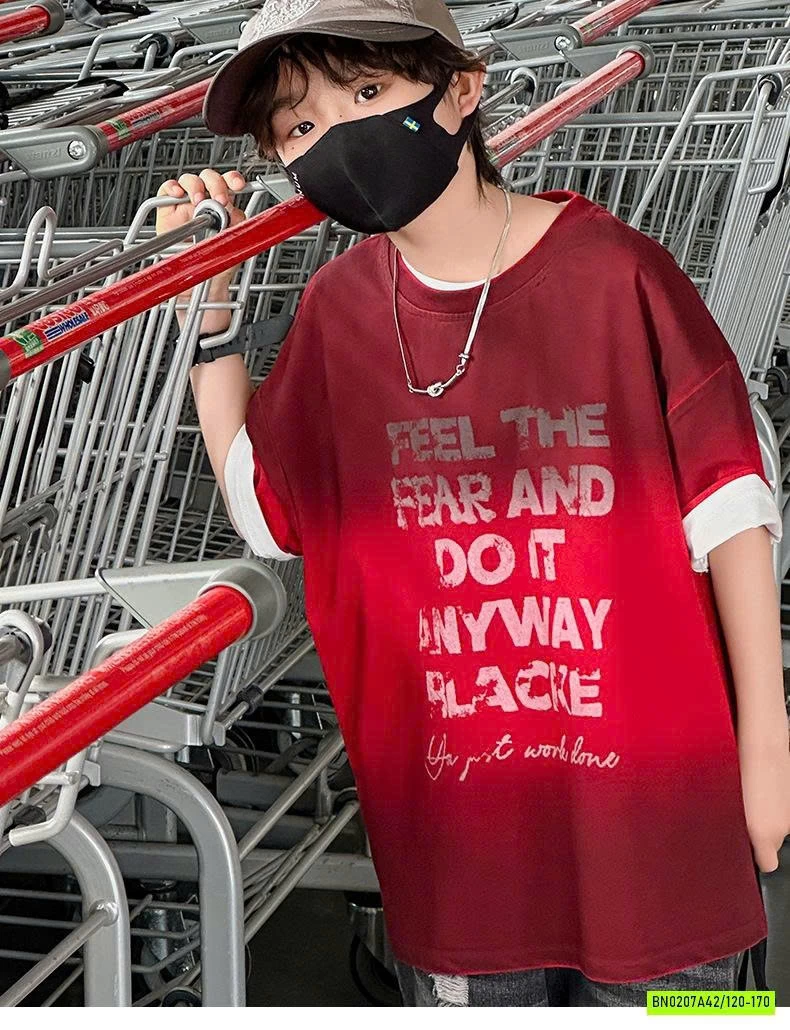 ÁO THUN ĐỎ LOANG IN CHỮ