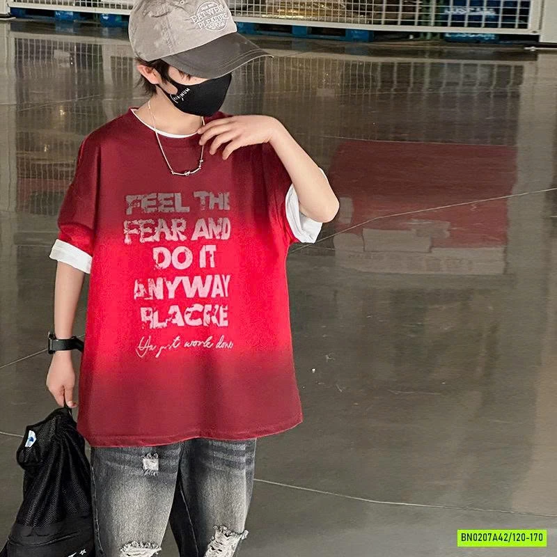 ÁO THUN ĐỎ LOANG IN CHỮ