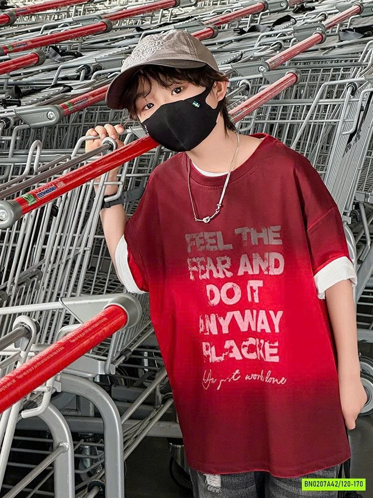 ÁO THUN ĐỎ LOANG IN CHỮ