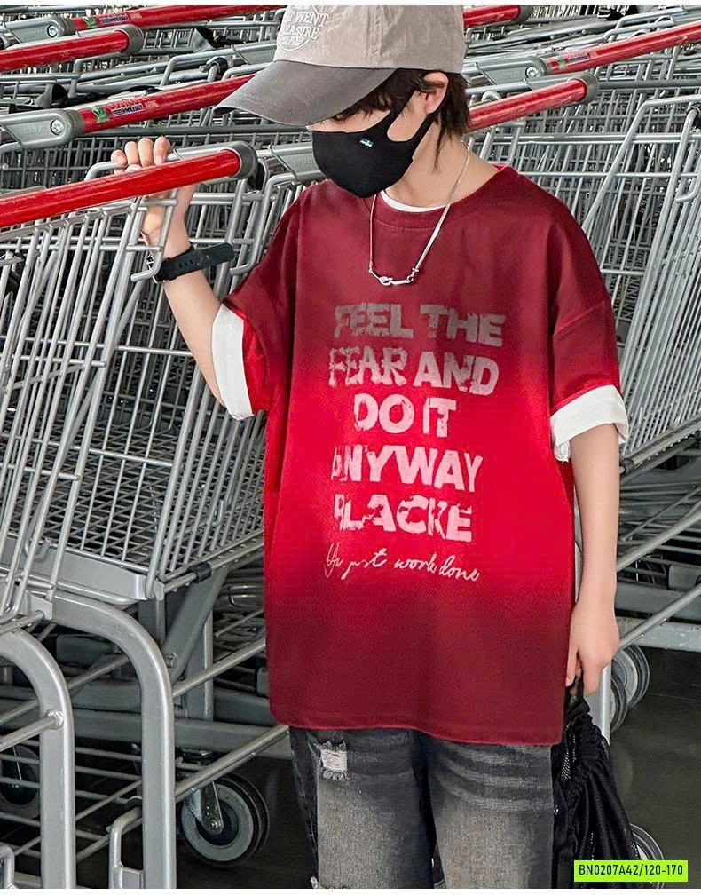 ÁO THUN ĐỎ LOANG IN CHỮ