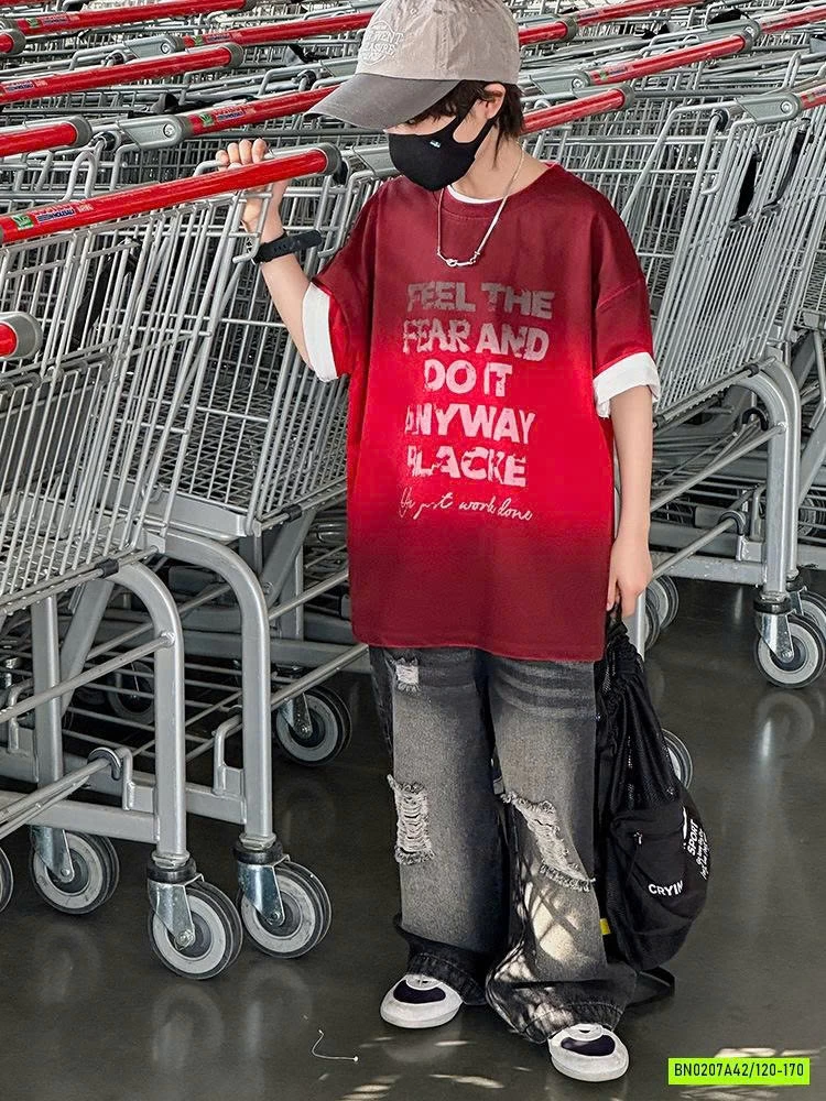 ÁO THUN ĐỎ LOANG IN CHỮ