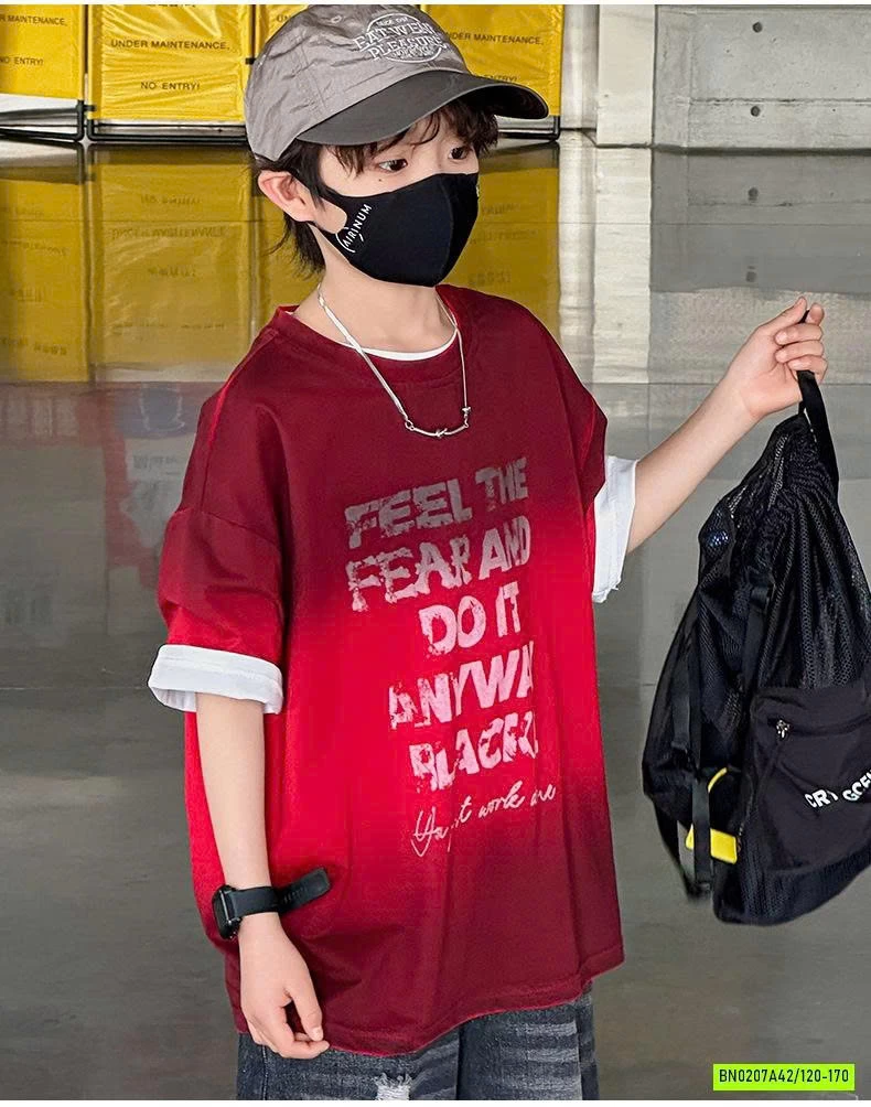 ÁO THUN ĐỎ LOANG IN CHỮ