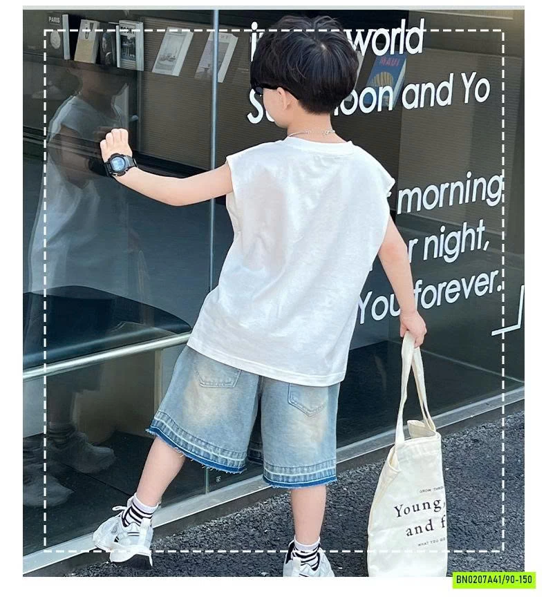 SHORT JEANS VIỀN MÀU  TUA GẤU