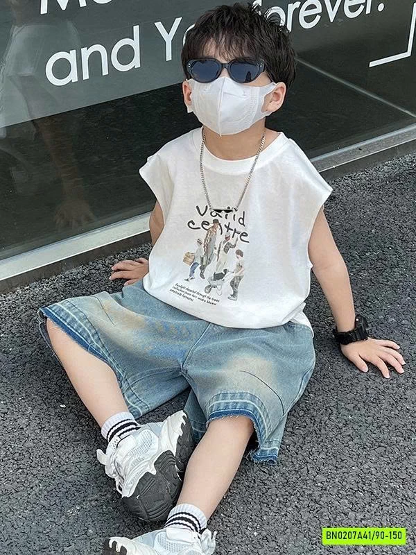 SHORT JEANS VIỀN MÀU  TUA GẤU