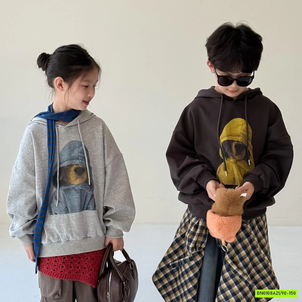 HOODIE NỈ CÚN CHÙM MŨ