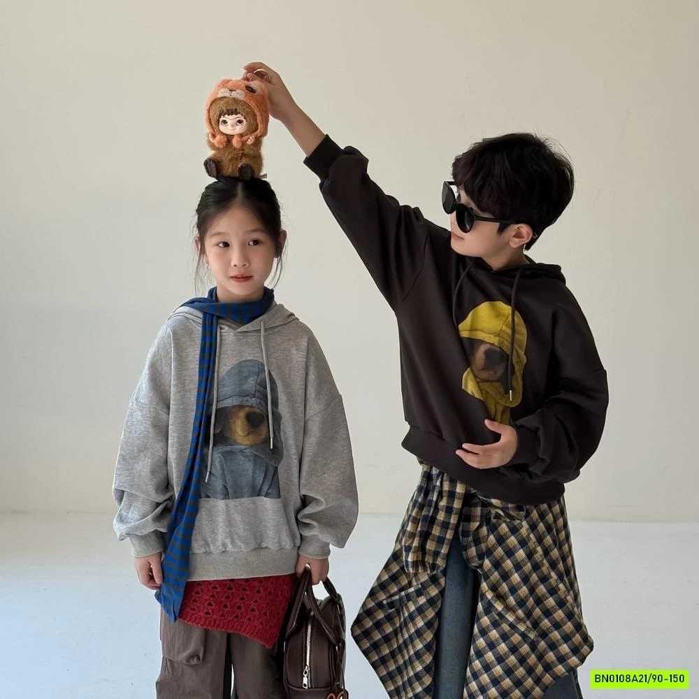 HOODIE NỈ CÚN CHÙM MŨ
