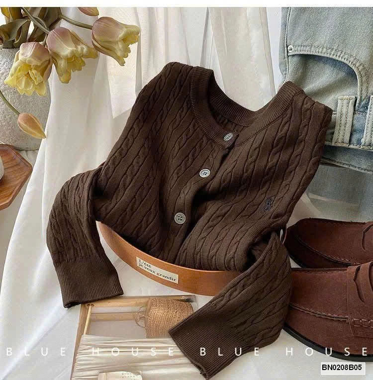 ÁO CARDIGAN LEN THÊU NGỰA