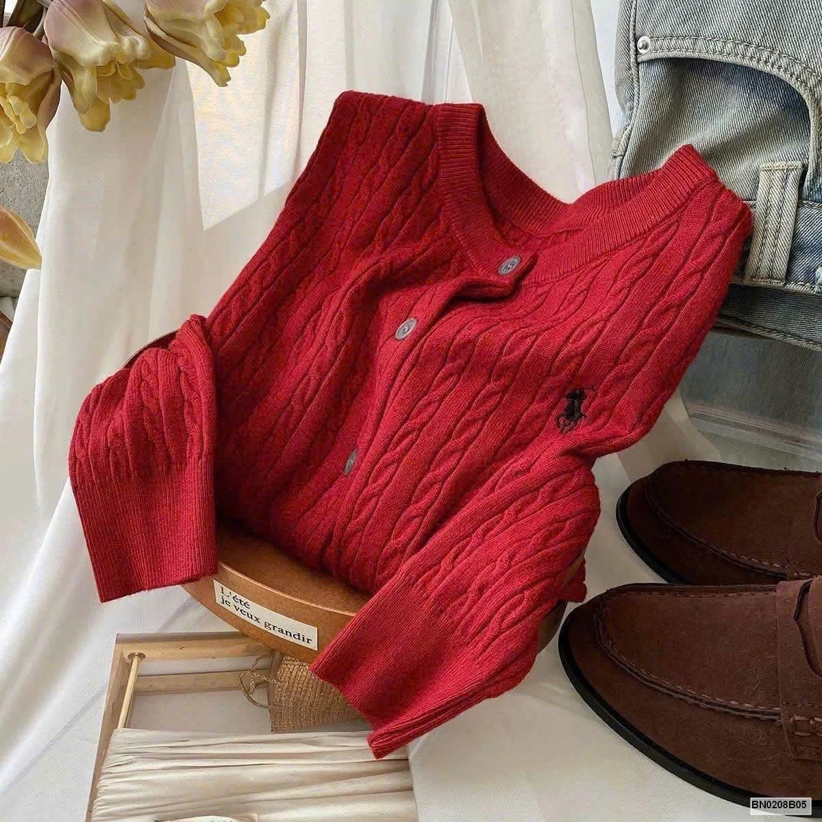 ÁO CARDIGAN LEN THÊU NGỰA