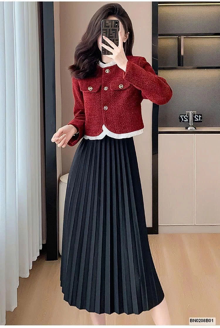 ÁO DẠ TWEED ĐỎ