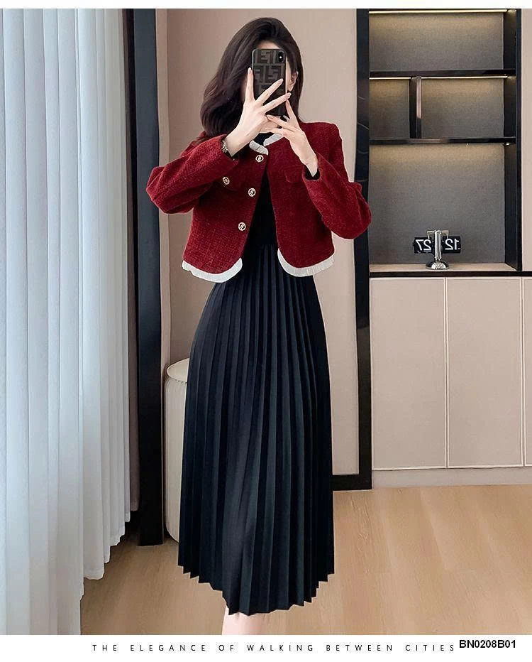 ÁO DẠ TWEED ĐỎ