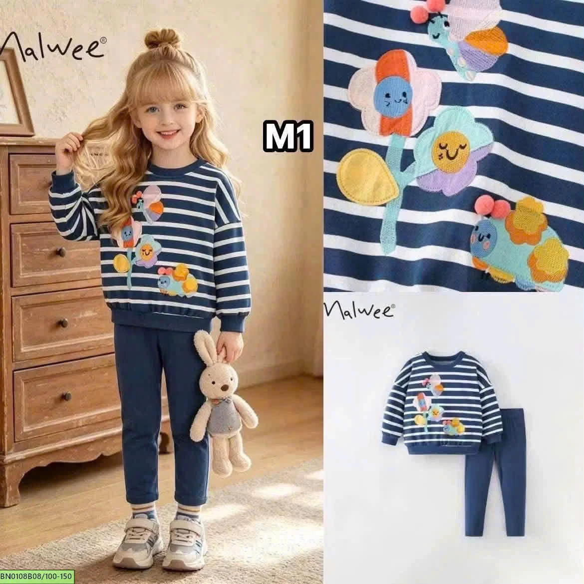 BỘ COTTON THU ĐÔNG BÉ GÁI MALWEE
