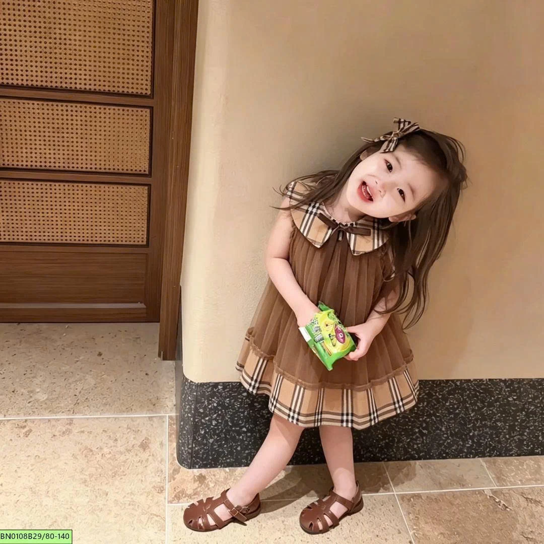 VÁY CÔNG CHÚA CỔ CARO PHỐI LƯỚI