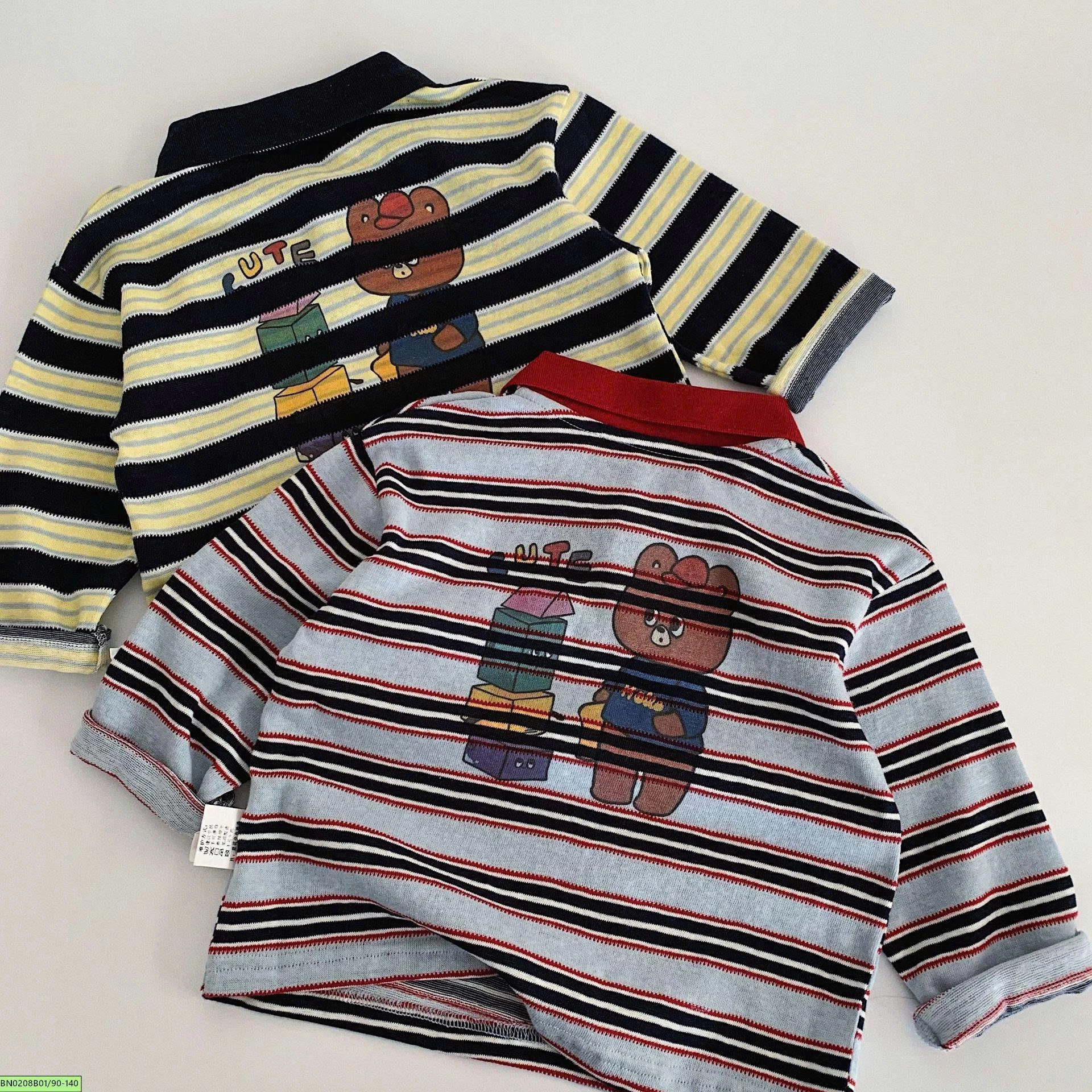 ÁO POLO KẺ IN HÌNH GẤU