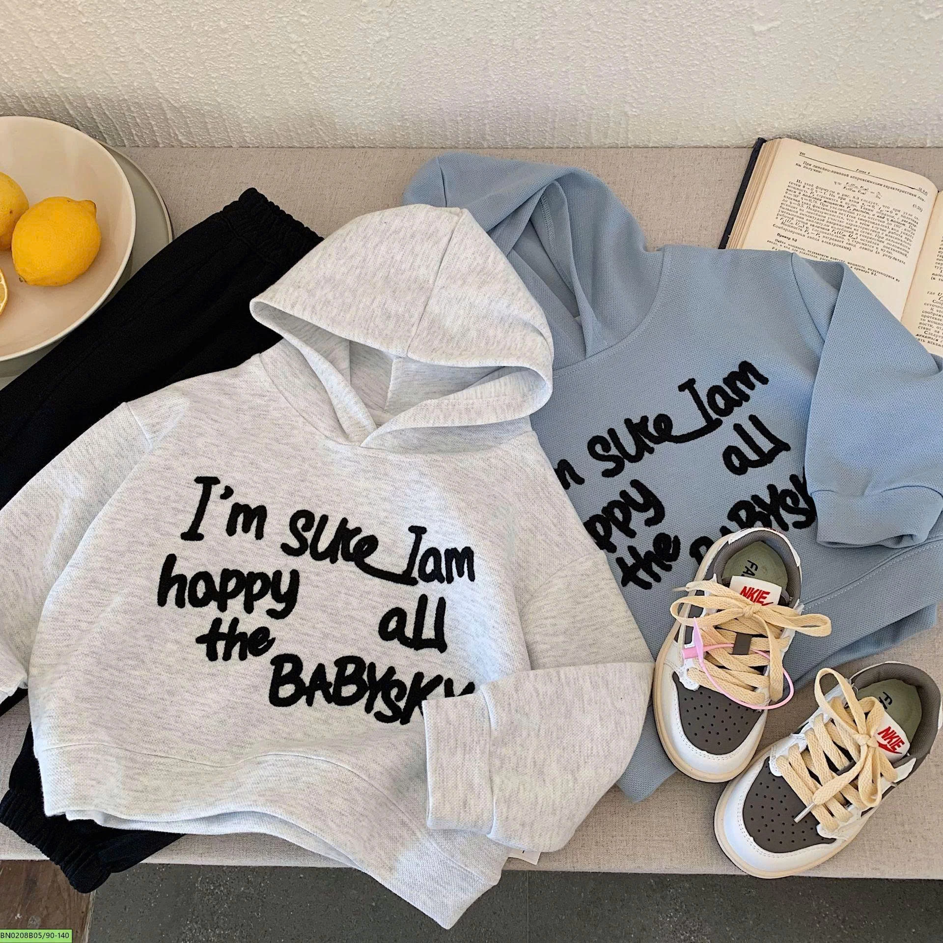 ÁO NỈ HOODIE THÊU CHỮ CHO BÉ