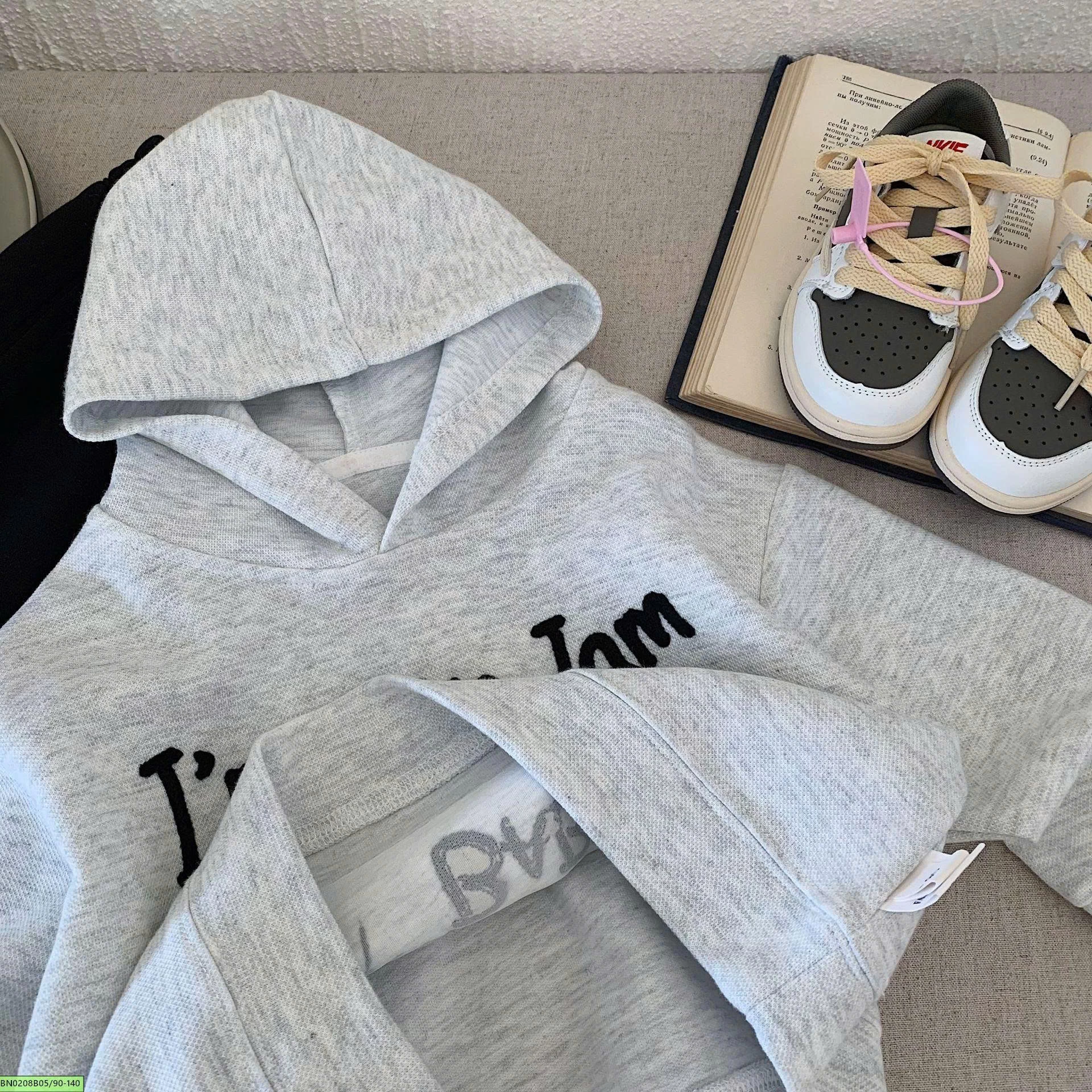 ÁO NỈ HOODIE THÊU CHỮ CHO BÉ