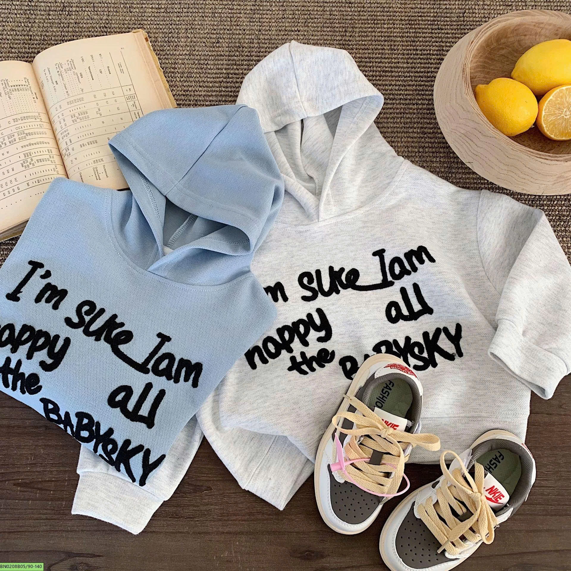 ÁO NỈ HOODIE THÊU CHỮ CHO BÉ