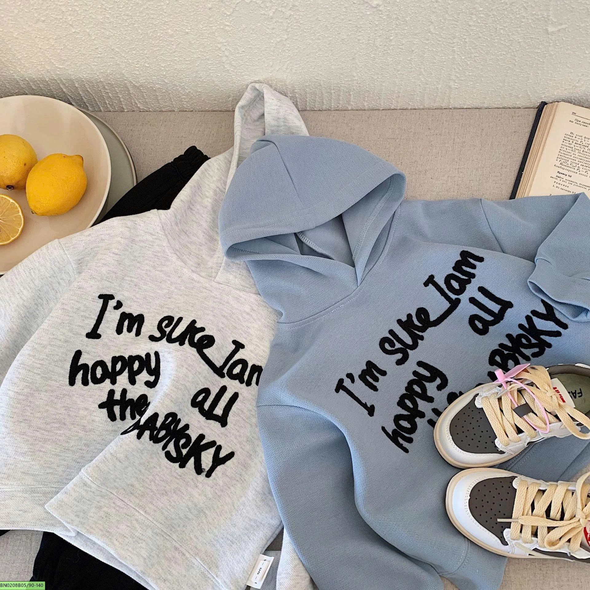 ÁO NỈ HOODIE THÊU CHỮ CHO BÉ