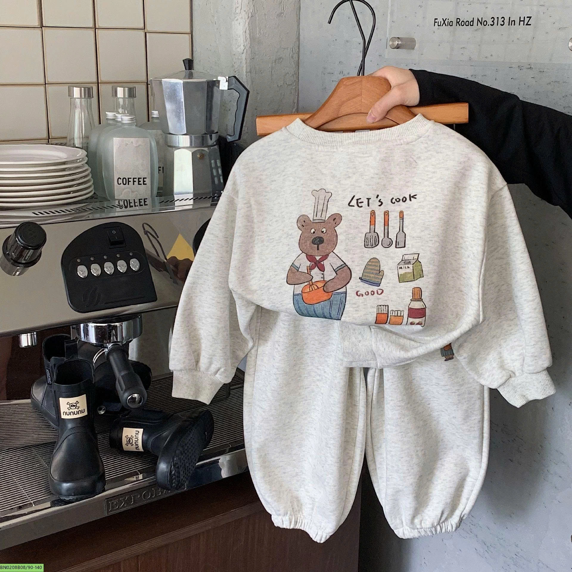 BỘ NỈ HỌA TIẾT GẤU DỄ THƯƠNG CHO BÉ