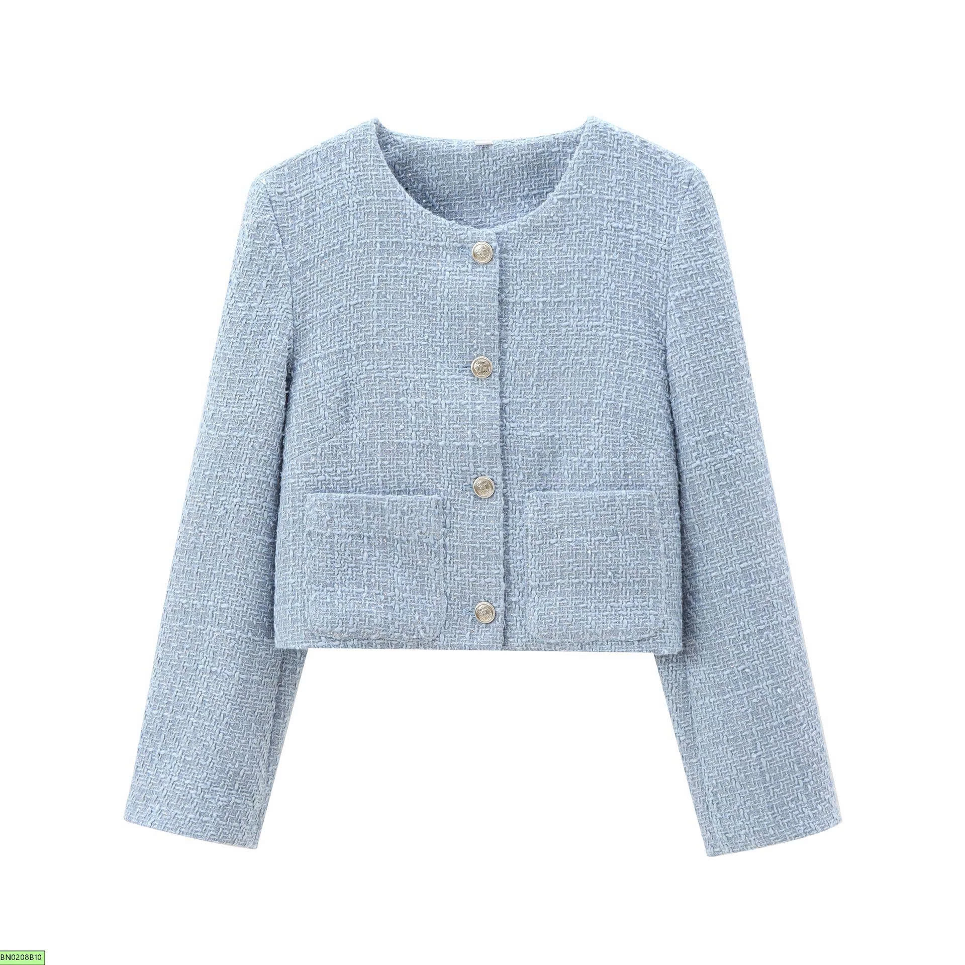 ÁO KHOÁC TWEED CỔ TRÒN CÀI CÚC KASLEAD