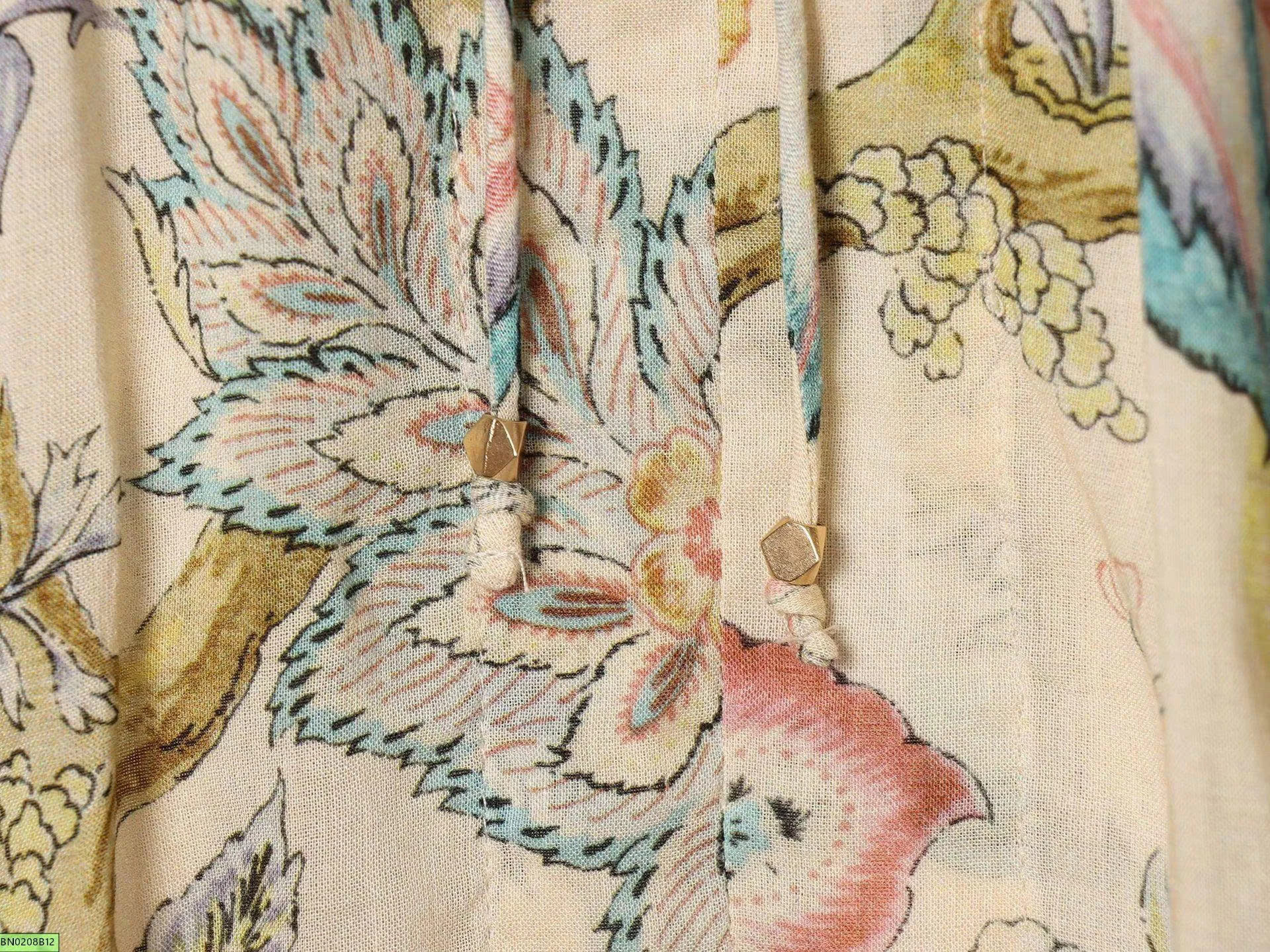 ÁO KIỂU HOA CỔ RÚT DÂY NƠ