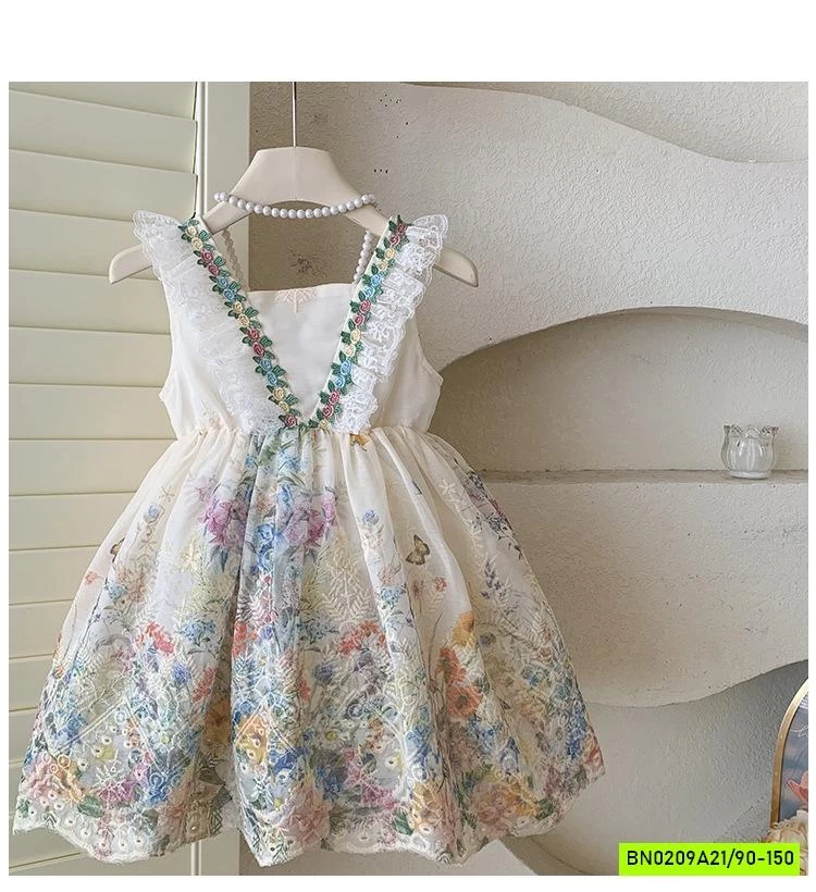 ĐẦM CÔNG CHÚA THÊU HOA CÁNH TIÊN