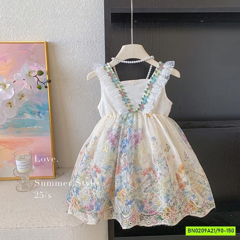 ĐẦM CÔNG CHÚA THÊU HOA CÁNH TIÊN