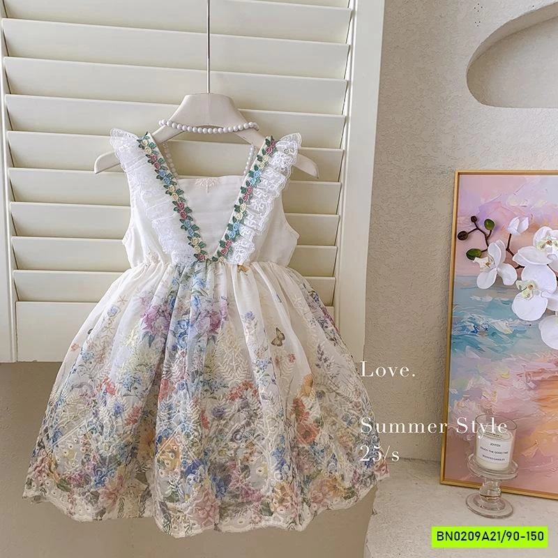 ĐẦM CÔNG CHÚA THÊU HOA CÁNH TIÊN