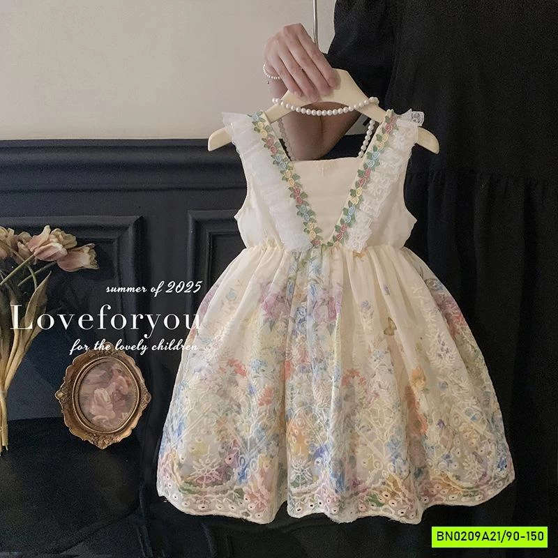 ĐẦM CÔNG CHÚA THÊU HOA CÁNH TIÊN