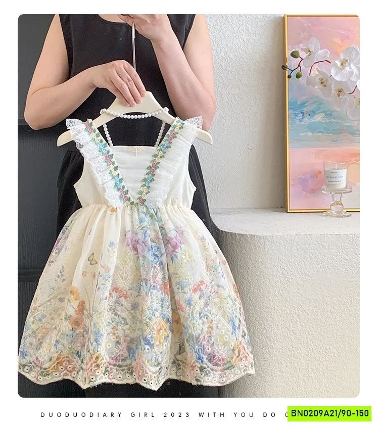 ĐẦM CÔNG CHÚA THÊU HOA CÁNH TIÊN