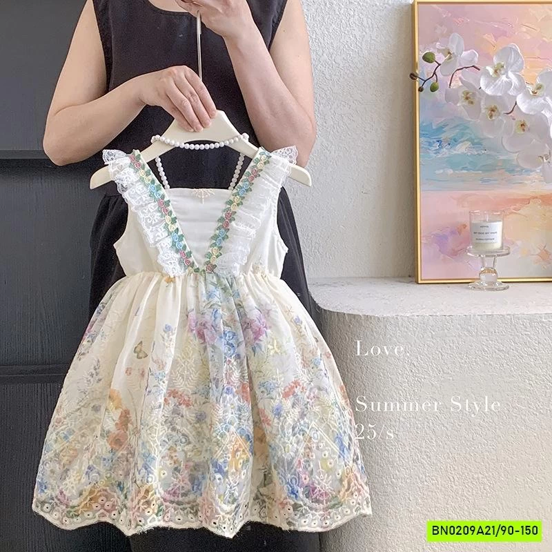 ĐẦM CÔNG CHÚA THÊU HOA CÁNH TIÊN