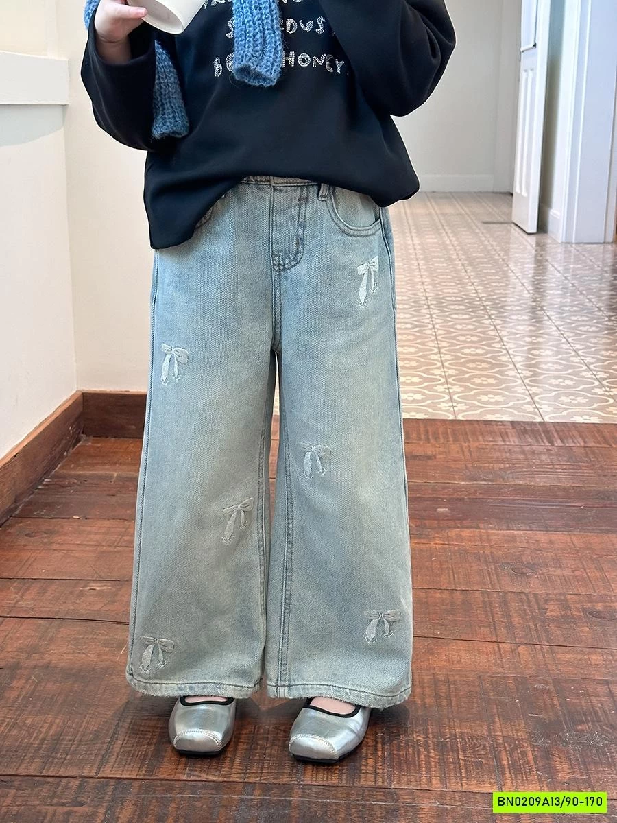 JEANS SUÔNG THÊU NƠ 25F044 AMBB