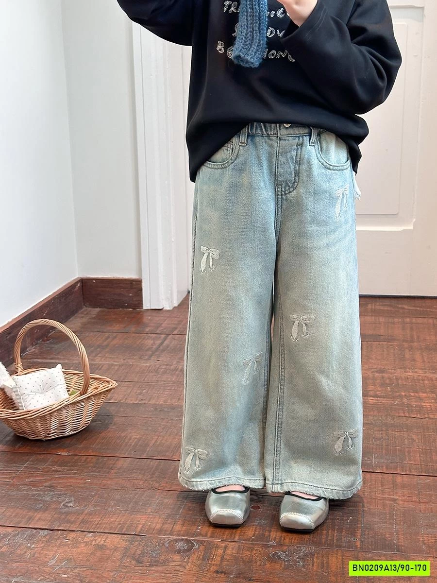 JEANS SUÔNG THÊU NƠ 25F044 AMBB