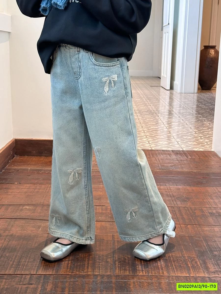 JEANS SUÔNG THÊU NƠ 25F044 AMBB