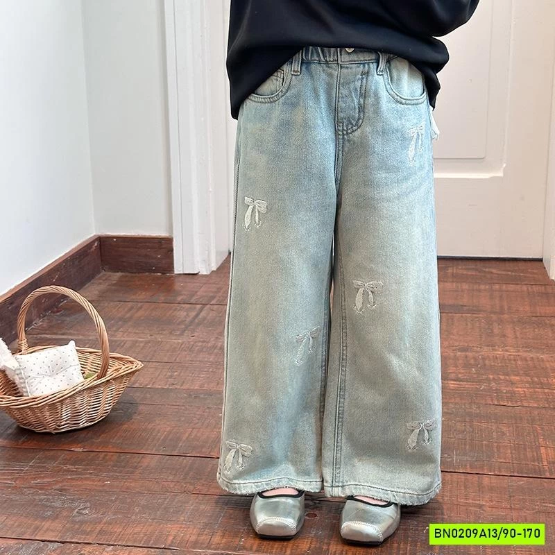 JEANS SUÔNG THÊU NƠ 25F044 AMBB