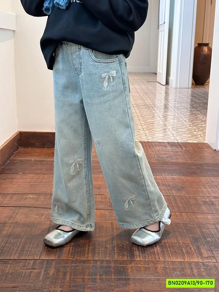 JEANS SUÔNG THÊU NƠ 25F044 AMBB