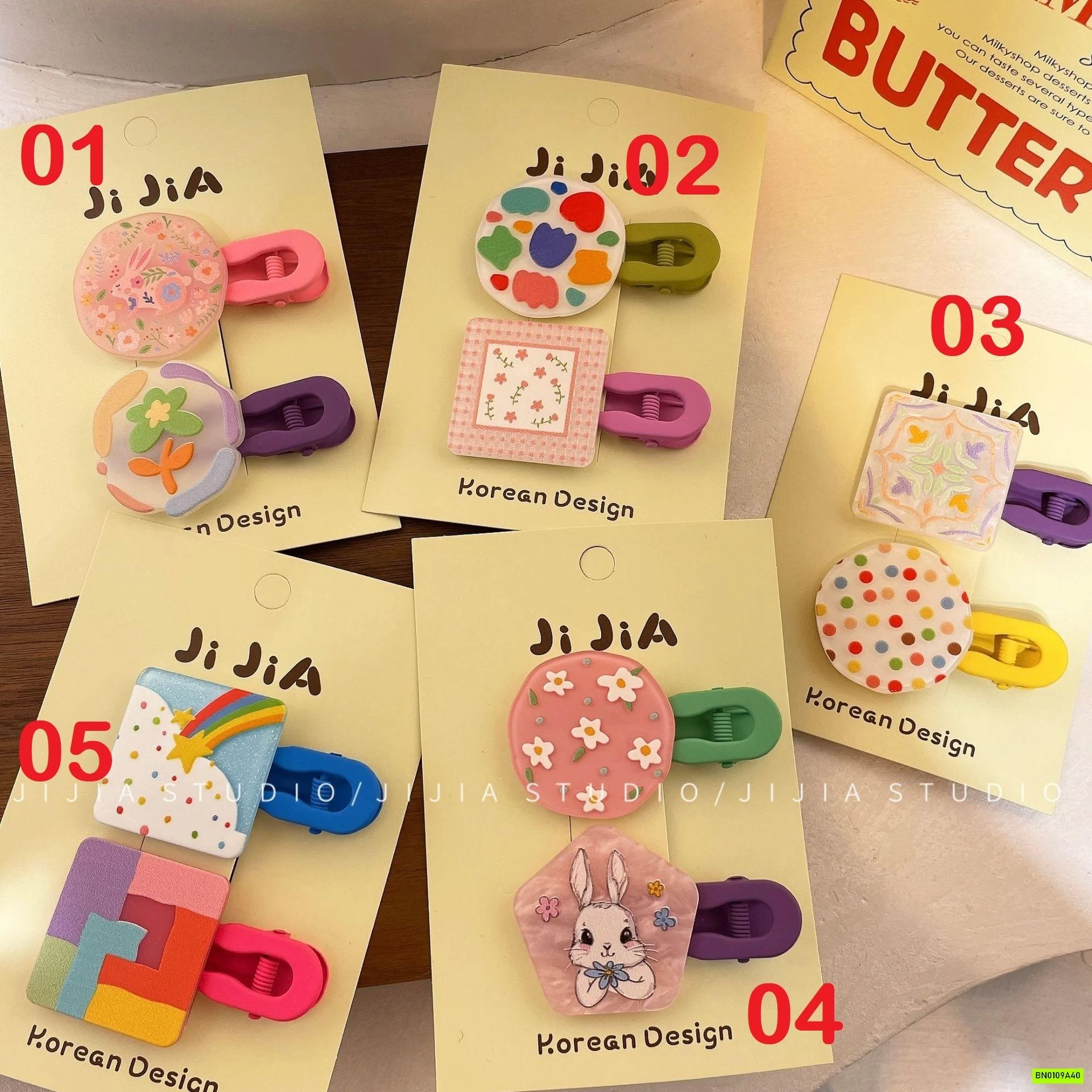 SET 2 KẸP TÓC HỌA TIẾT BIGSIZE