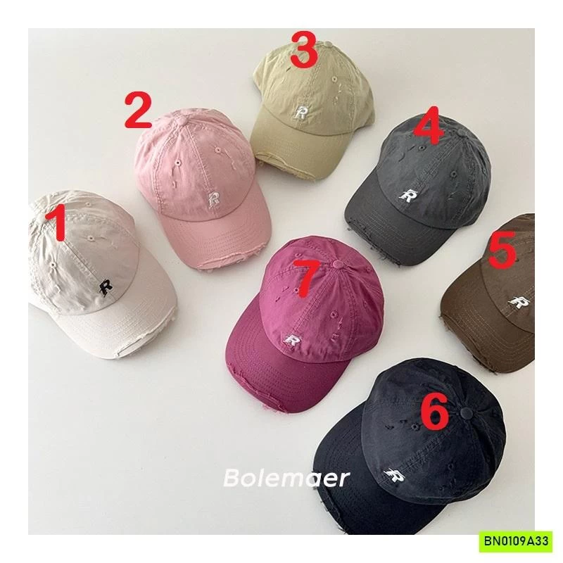 MŨ KẾT RÁCH CHỮ R