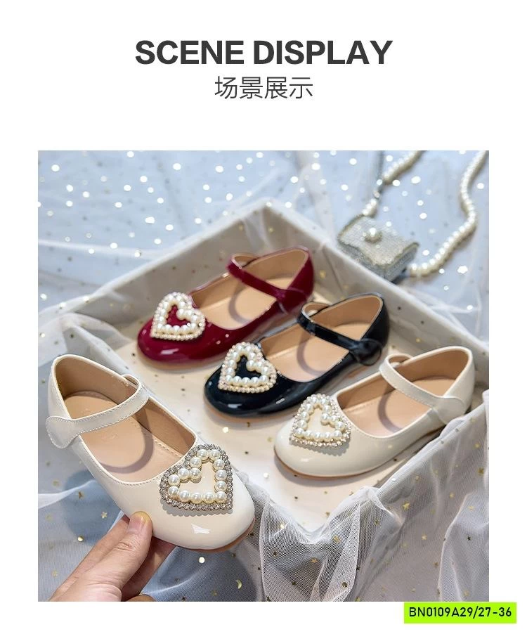 GIÀY BÚP BÊ GẮN TRÁI TIM NGỌC