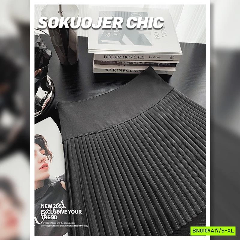 CHÂN VÁY DẠ XẾP LY NHỎ GEN BỤNG