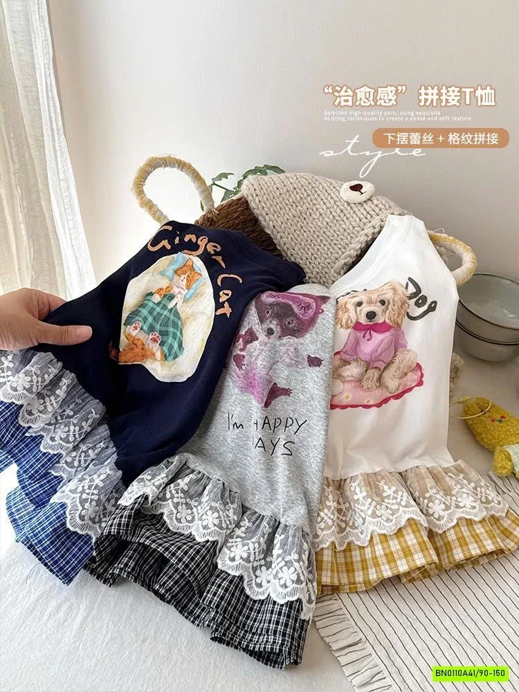 ÁO THUN PHỐI VIỀN REN