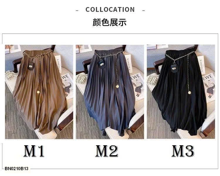 CHÂN VÁY XẾP LY DÁNG DÀI KÈM ĐAI