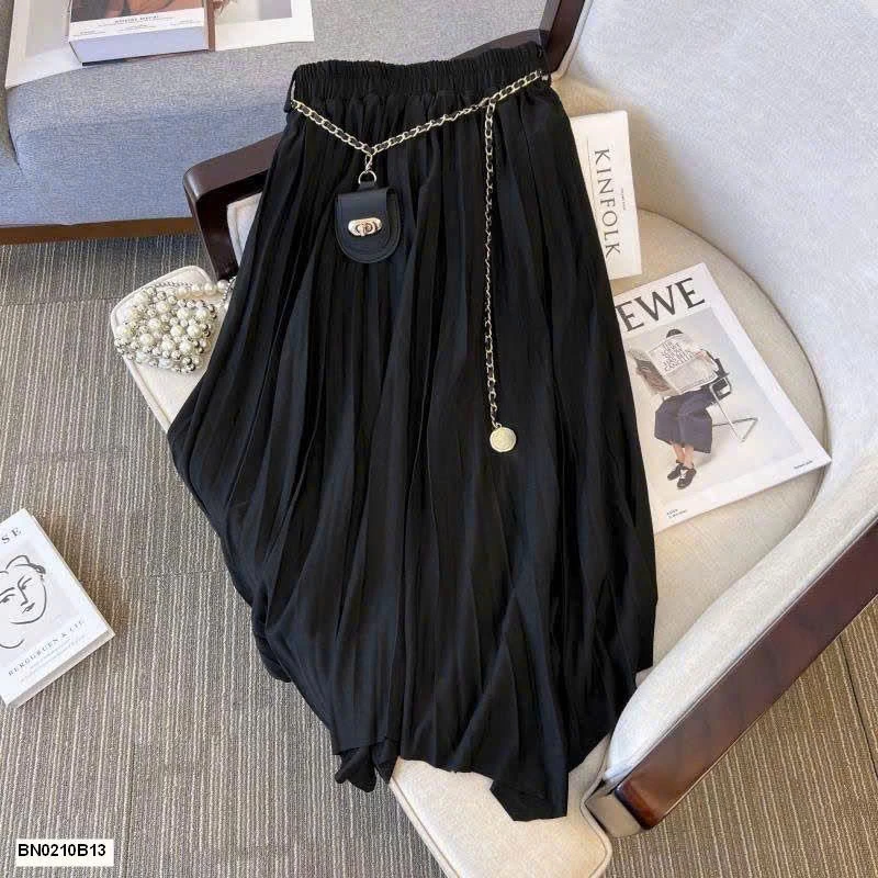 CHÂN VÁY XẾP LY DÁNG DÀI KÈM ĐAI