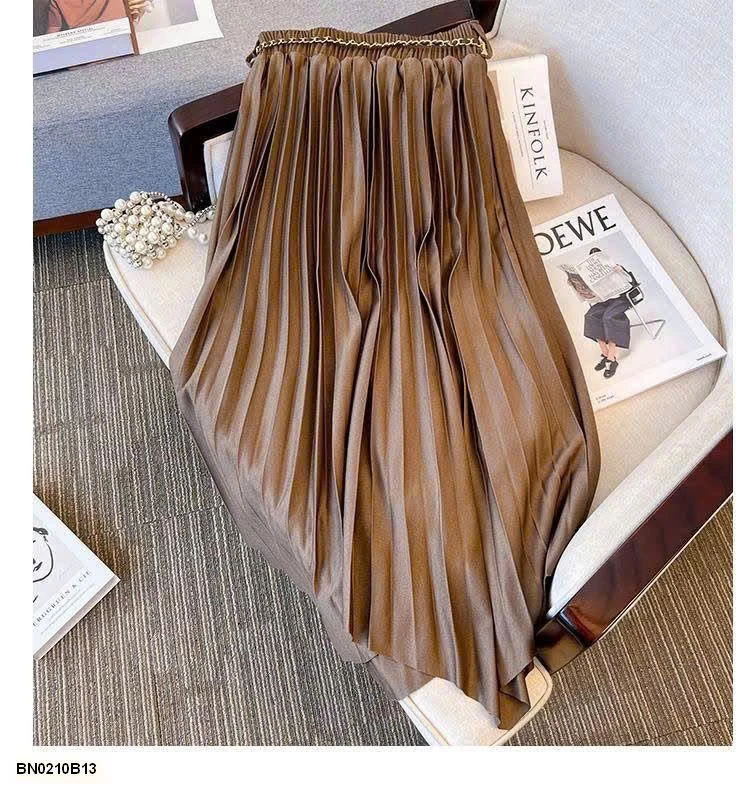 CHÂN VÁY XẾP LY DÁNG DÀI KÈM ĐAI