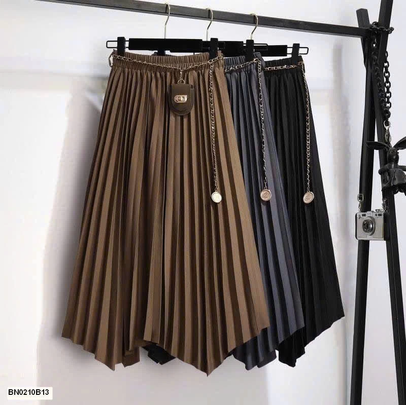 CHÂN VÁY XẾP LY DÁNG DÀI KÈM ĐAI