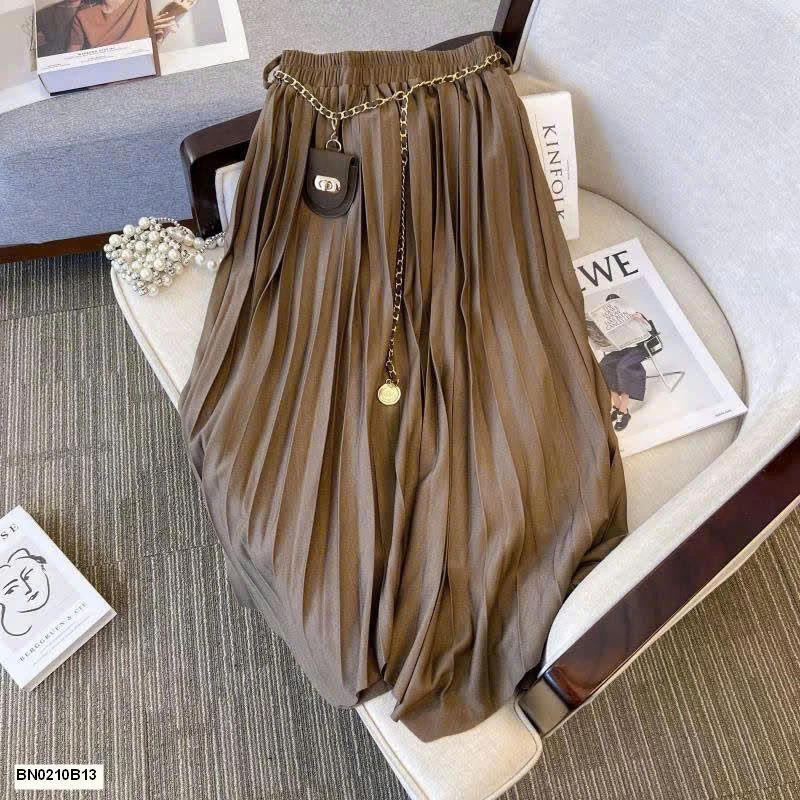 CHÂN VÁY XẾP LY DÁNG DÀI KÈM ĐAI